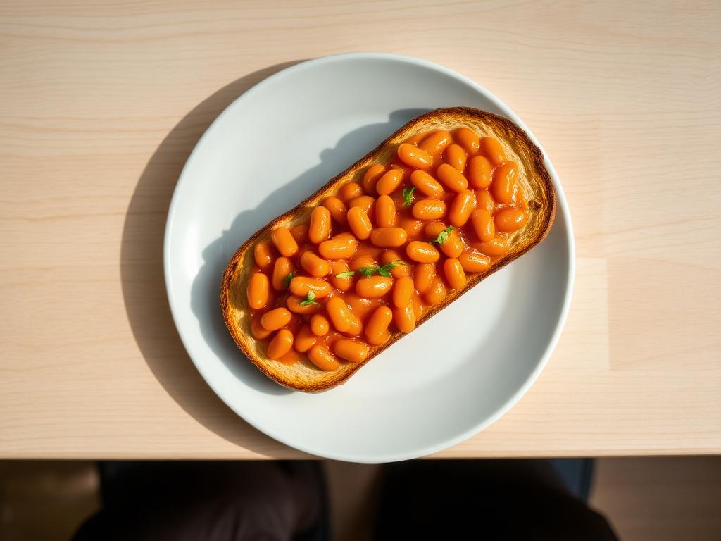 Baked beans on wholemeal toast served and ready to eat