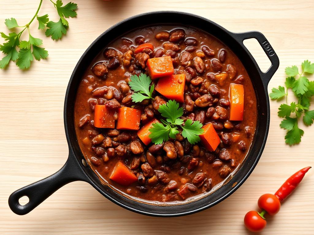 Black bean chilli served and ready to eat