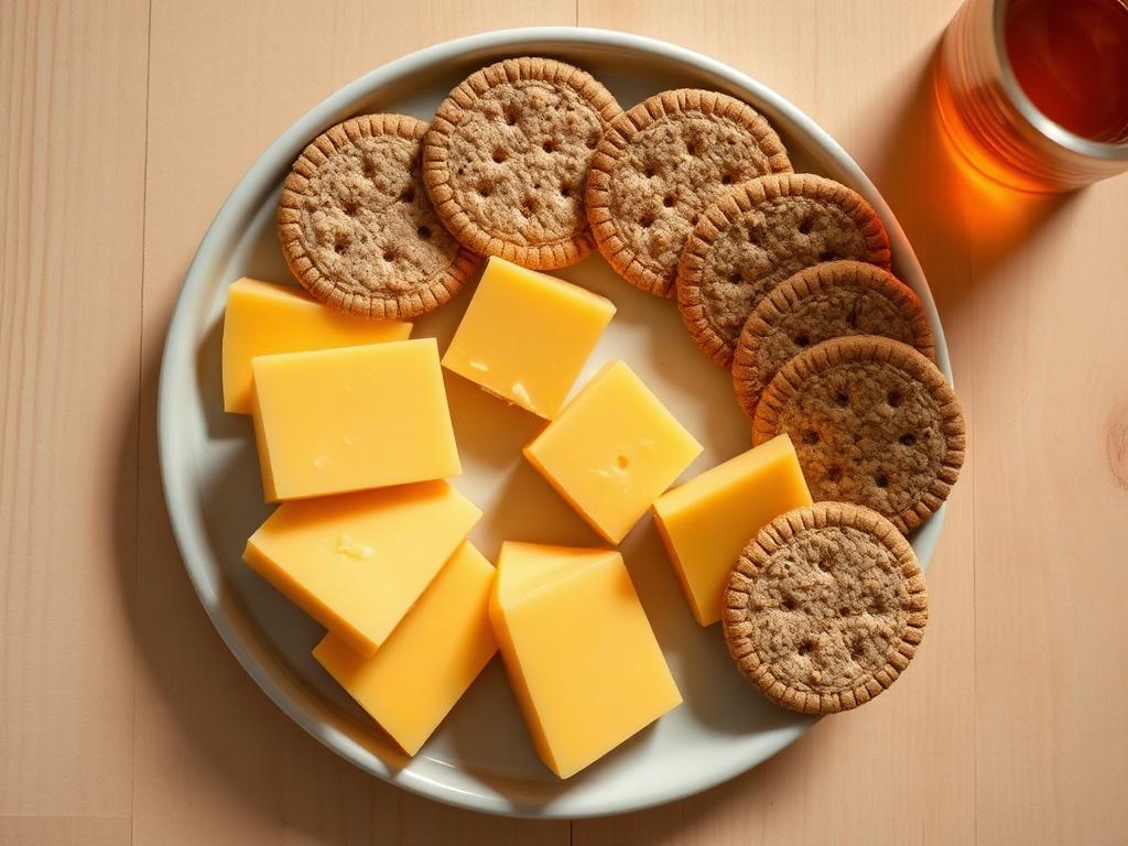 Cheese and wholemeal crackers served and ready to eat