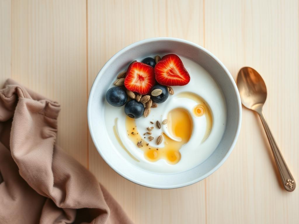 Greek yoghurt breakfast bowl served and ready to eat