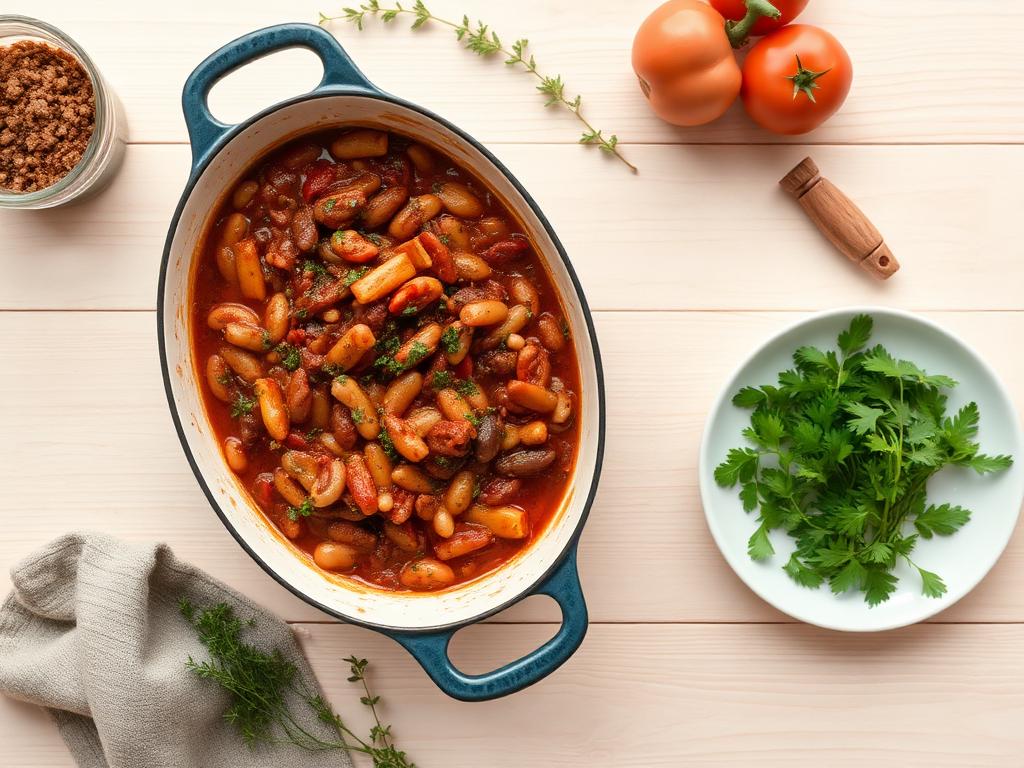 Mixed bean stew served and ready to eat