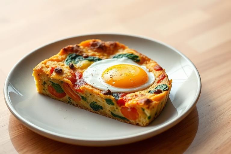 Egg and vegetable frittata served and ready to eat
