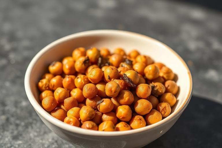 Roasted spiced chickpeas served and ready to eat