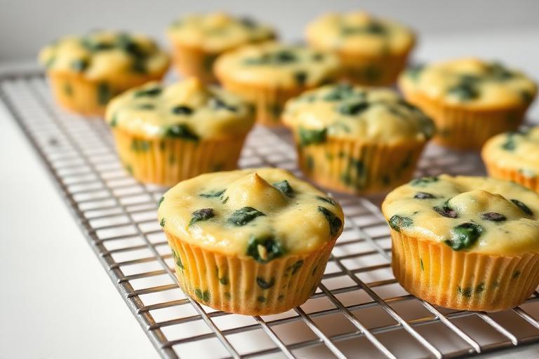 Spinach and egg muffins served and ready to eat
