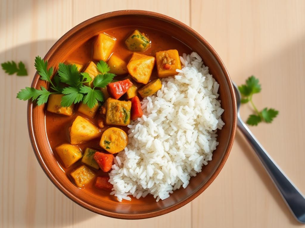 Vegetable & paneer curry served and ready to eat
