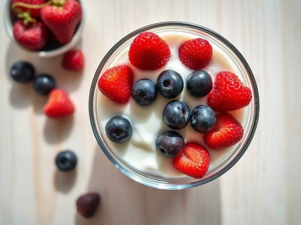 Yoghurt and berry pot served and ready to eat
